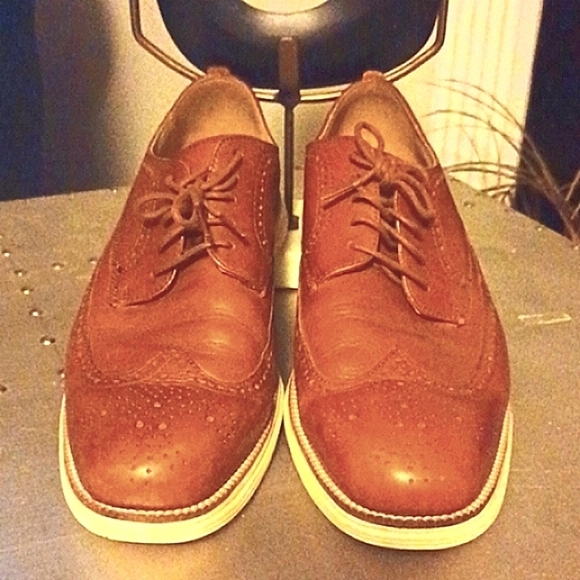 COLE HAAN Grand OS Cognac Leather Wingtip Sneakers main image 4